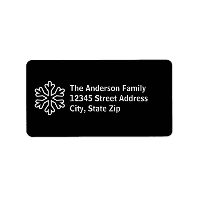 Black & White Snowflake - Address Label (Front)