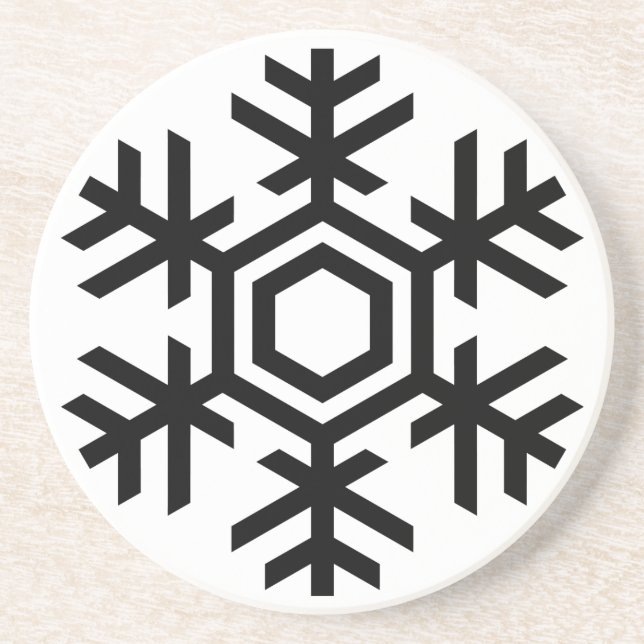 Black & White Snowflake Coaster (Front)