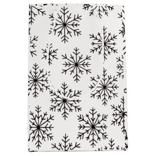 Black & White Snowflake Gift Bag – Elegant Minimal