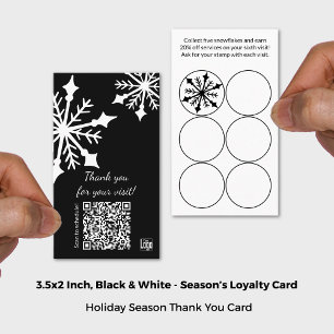 Black & White Snowflake Holiday Loyalty Card