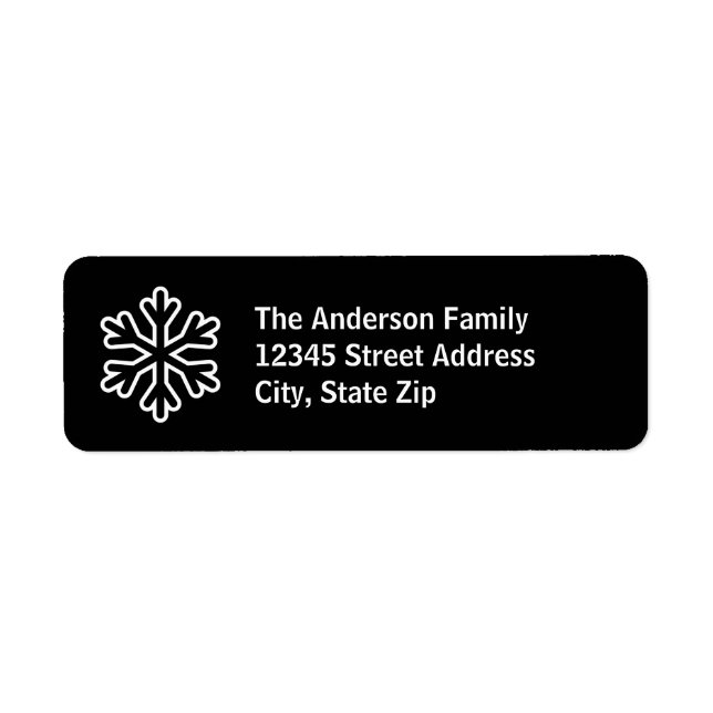 Black & White Snowflake - Return Address Label (Front)