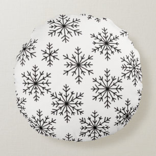 Black & White Snowflake Throw Pillow – Minimalist