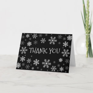 Black & white Snowflake Winter Fold Thank You Card