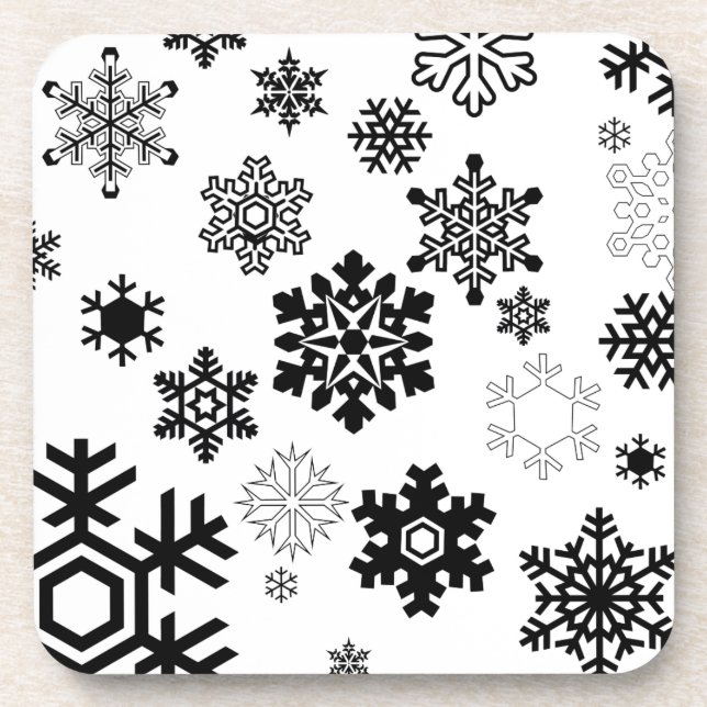 Black & White Snowflakes Coaster (Front)