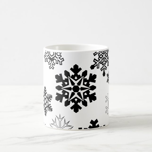 Black & White Snowflakes Coffee Mug (Center)