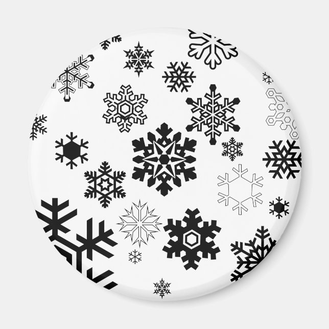 Black & White Snowflakes Magnet (Front)
