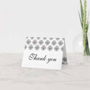 Black + white snowflakes wedding thank you card