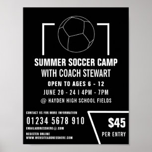 Black & White Soccer ball, Soccer Camp Advertising Poster
