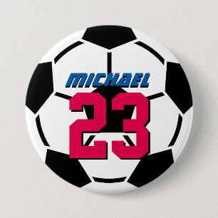 Black White Soccer Ball Sports Team Button Pin