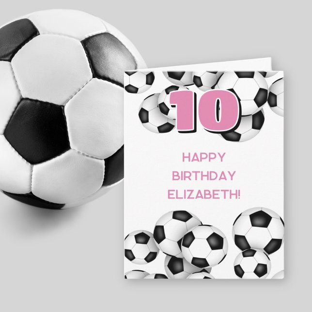 black white soccer balls kids birthday card (Creator Uploaded)