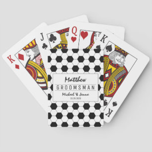 Black White Soccer Personalised Groomsman Wedding Playing Cards