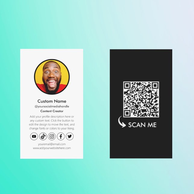 Black White Social Media Icon Content Creator Business Card (Black White Social Media Icon Content Creator Business Card
)