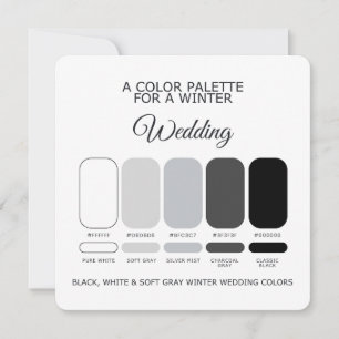 Black White Soft Gray Winter Wedding Palette Card