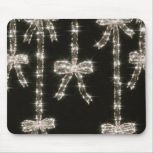 Black White Sparkle Bows   Mouse Pad
