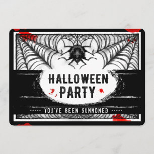 Black & White Spider Web Halloween Party Invite