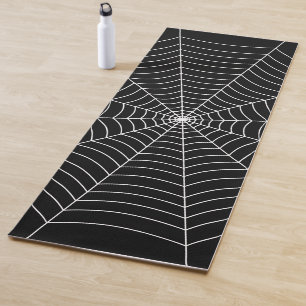 Black white spider web Halloween pattern Yoga Mat
