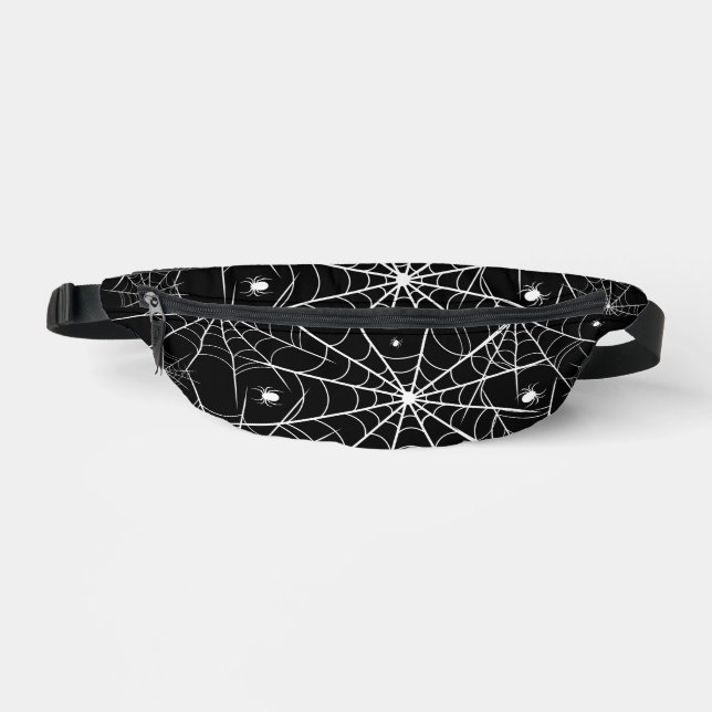 Black White Spider Web Pattern Gothic Spooky Bum Bags (Front)