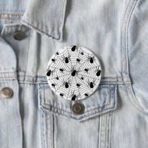 Black White spiders spiderweb Halloween pattern 7.5 Cm Round Badge