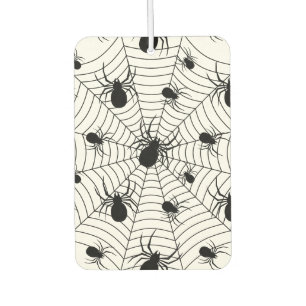 Black White spiders spiderweb Halloween pattern Car Air Freshener
