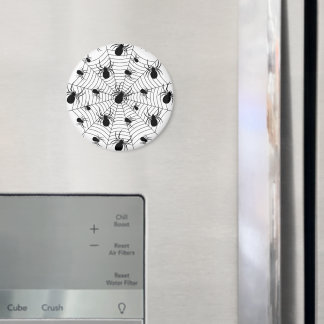 Black White spiders spiderweb Halloween pattern Magnet
