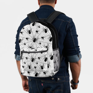 Black White spiders spiderweb Halloween pattern Printed Backpack