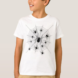 Black White spiders spiderweb Halloween pattern T-Shirt