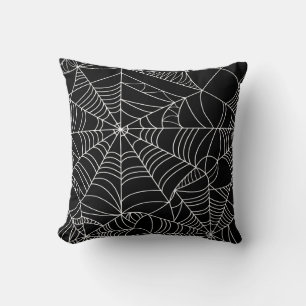 Black & White Spiderwebs Halloween  Cushion