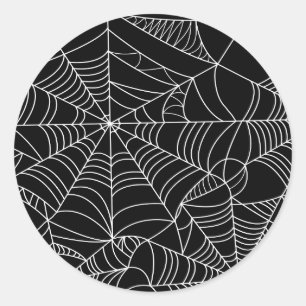 Black & White Spiderwebs Halloween Party Classic Round Sticker