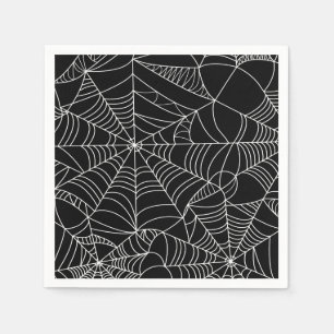 Black & White Spiderwebs Halloween Party Napkin