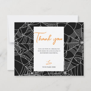 Black & White Spiderwebs Halloween Thank You Invitation