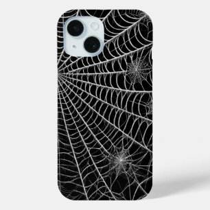 Black & White Spiderwebs Spider Web Halloween iPhone 15 Case
