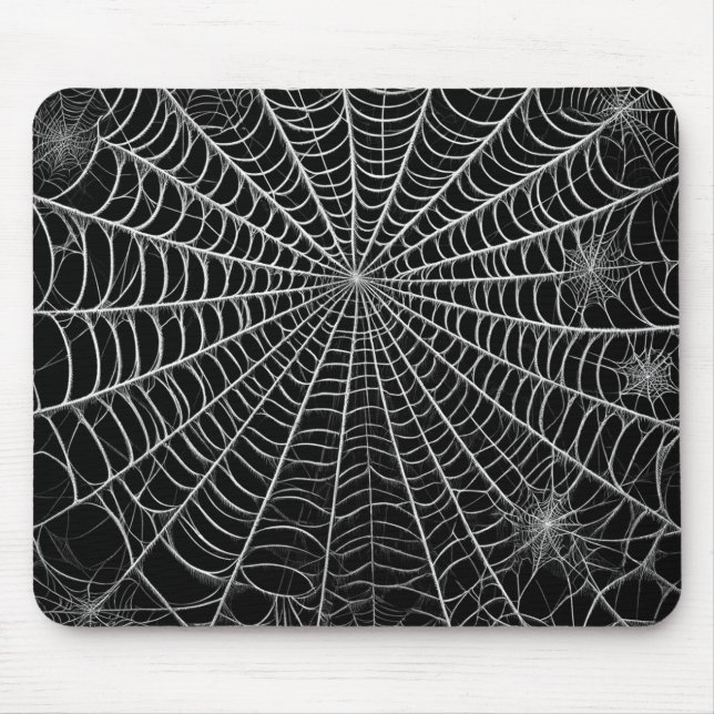 Black & White Spiderwebs Spider Web Halloween Mouse Pad (Front)