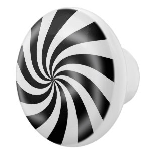 Black & White Spiral Design Ceramic Knob