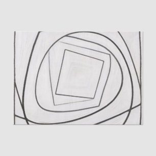Black White Spiral Square Abstract Tissue Paper