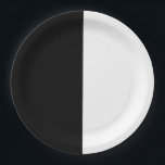 Black & White Split Half Birthday Chic Party Paper Plate<br><div class="desc">Customise for any event.</div>