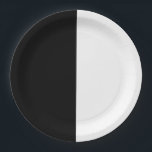 Black & White Split Half Birthday Chic Party Paper Plate<br><div class="desc">Customise for any event.</div>