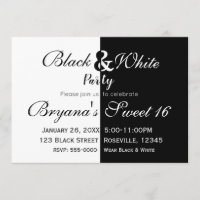 Black & White Split Half Birthday Party Elegant