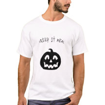 Black & White Spooky Pumpkin Halloween T-Shirt