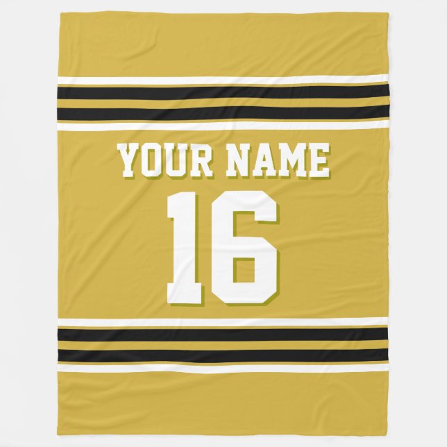 Black White Sports Jersey Fleece Blanket (Front)