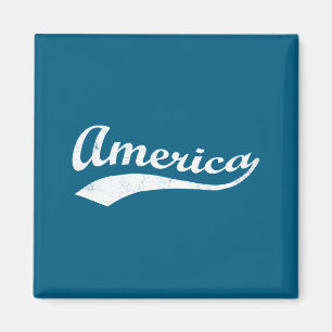 Black White Sporty America Baseball Design Magnet