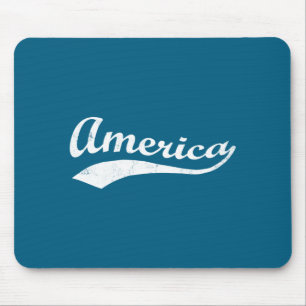 Black White Sporty America Baseball Design Mouse Pad