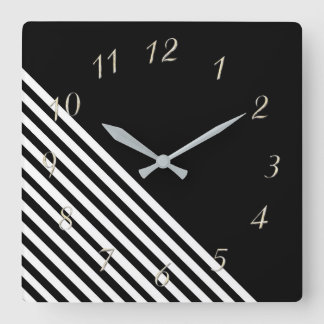 black - white square wall clock