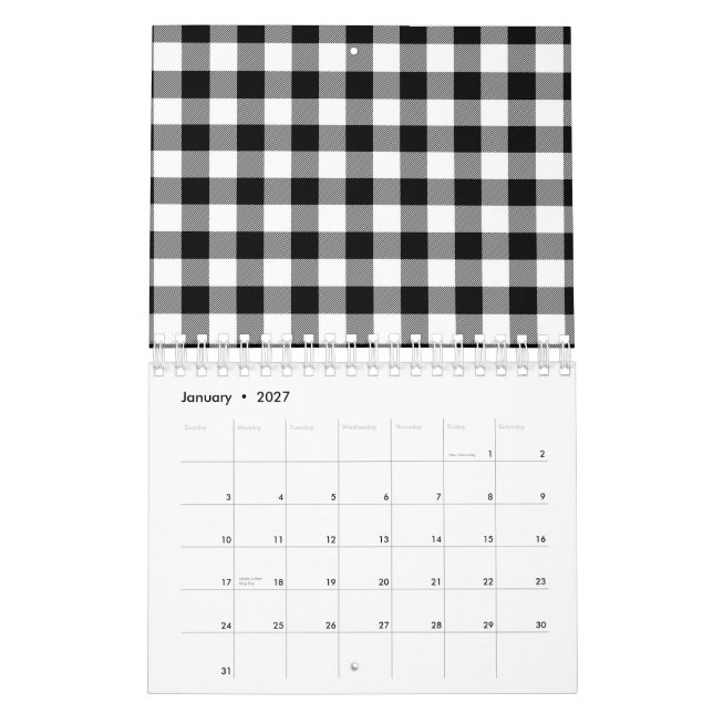 Black & White Squared Minimal Abstract Pattern Calendar (Jan 2027)