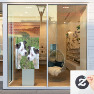 Black White Staffordshire Puppies, Window Cling