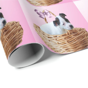 Black White Staffordshire Puppy, Wrapping Paper