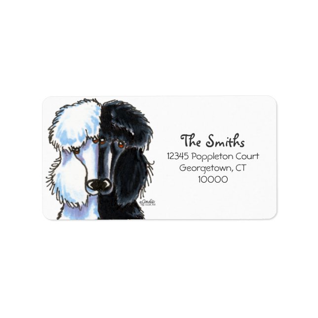 Black White Standard Poodles Large Label (Front)