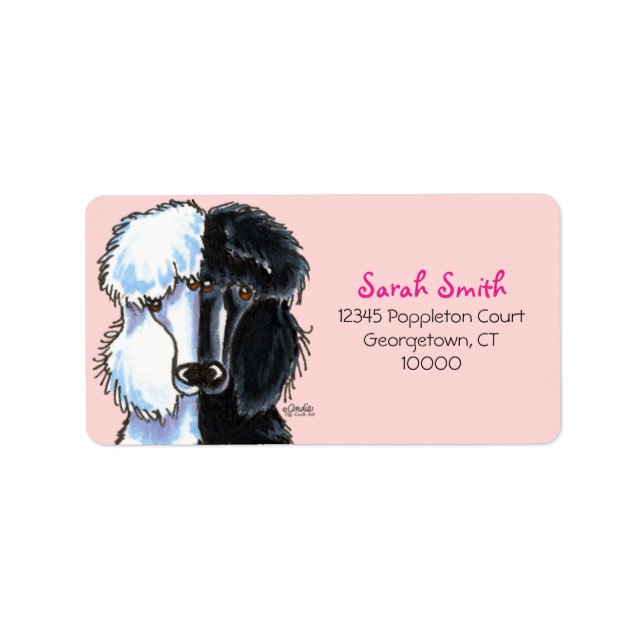 Black White Standard Poodles Large Pink Label (Front)