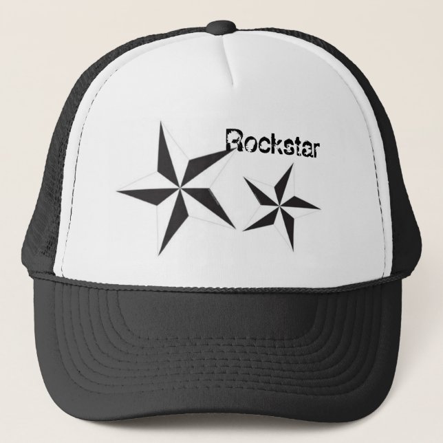 black white star, black white star, Rockstar Trucker Hat (Front)