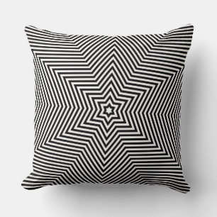 Black White Star Geometric Stripe Pattern Sofa Cushion