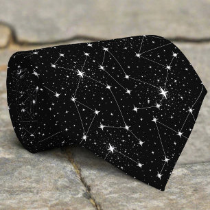 Black White Star Map Constellations Spaceastrology Tie